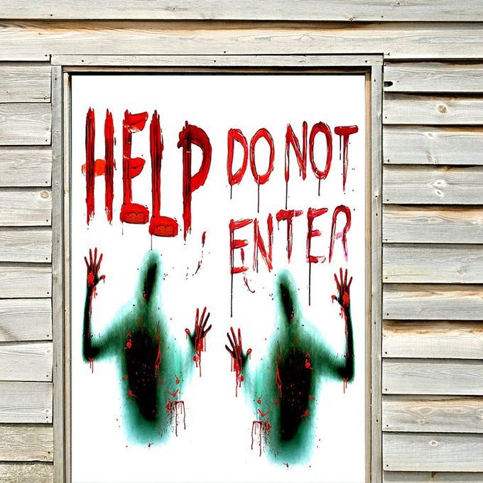 AFH1124 Halloween Wall Sti Kers Haunted House S Ene Layout Gl  Sti Kers S Ary HELP DONOT ENTER Window Wall Sti Kers-green