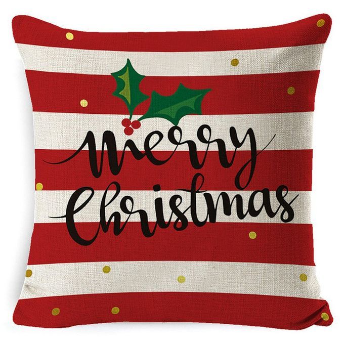 Hristmas Sofa Pillow  Ase Linen  Ute  Ushion  Over Pillow Ase 45*45 M Red-red-stripe