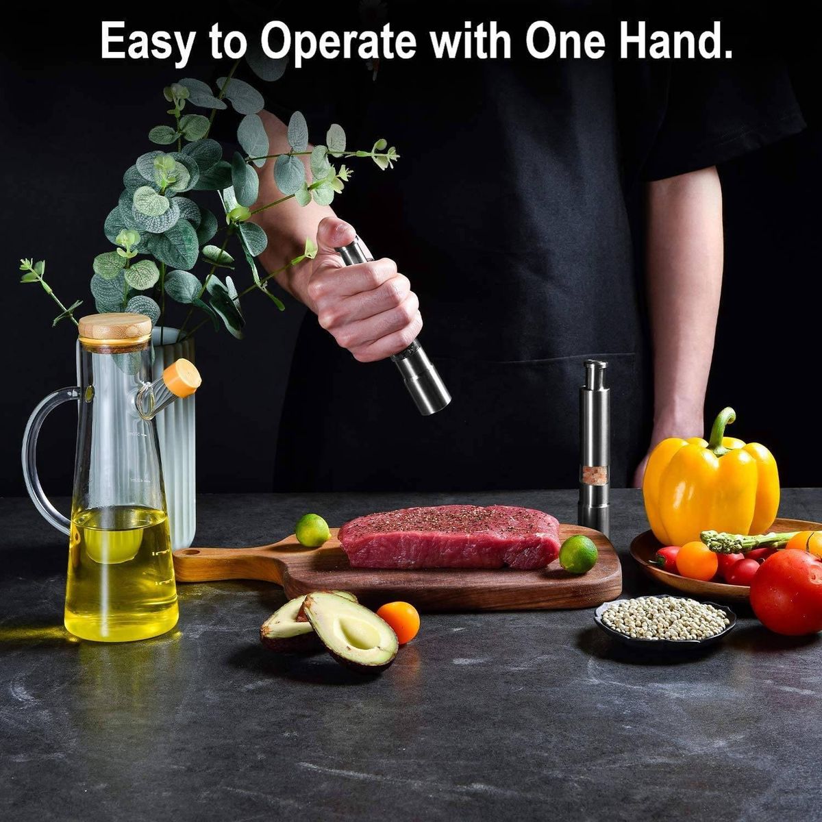 Salt and Pepper Grinder Set of 2, Pepper Mill Stainless