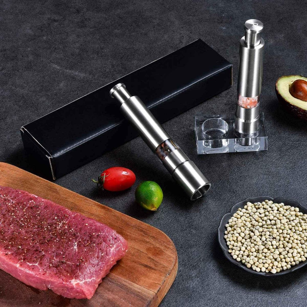 Salt and Pepper Grinder Set of 2, Pepper Mill Stainless