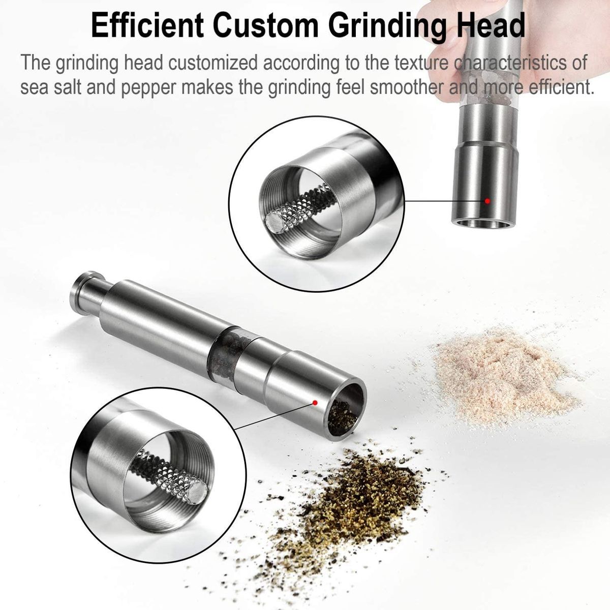Salt and Pepper Grinder Set of 2, Pepper Mill Stainless