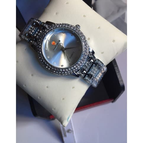 Iced Stones Silver Women's Bracelet Strap Wrist Watch