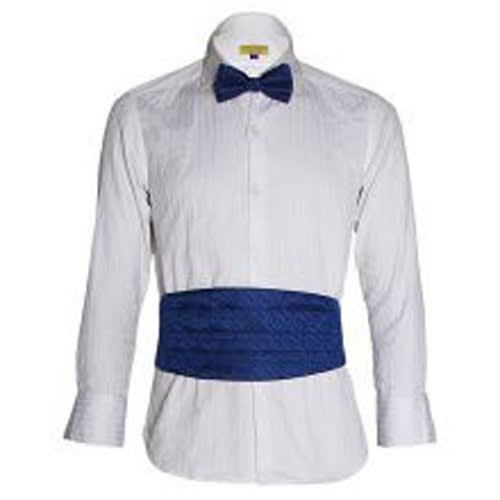 Patterned Cummerbund And Bowtie - Blue - MCB-771