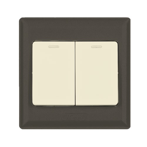 Himel Switch - Advanced Series -10Ax - 250 V - 2 Gangs - 2 Way || HWDA2S2B - Brown
