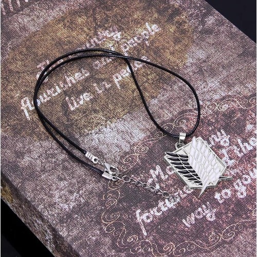 Unisex Titanium Wings Pendant Leather Necklace - Silver