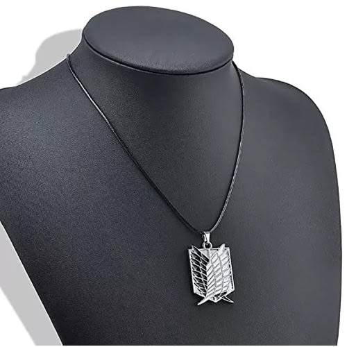 Unisex Titanium Wings Pendant Leather Necklace - Silver