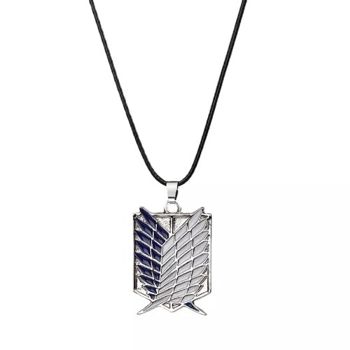Unisex Titanium Wings Pendant Leather Necklace - Silver