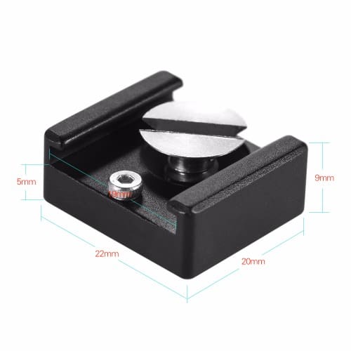 Cold Shoe Mount Adapter Base Bracket with 1/4" Mounting Screw for DSLR Camera Cage