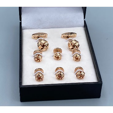 Men's Polished Steel Cuff Links Set - Rose Gold