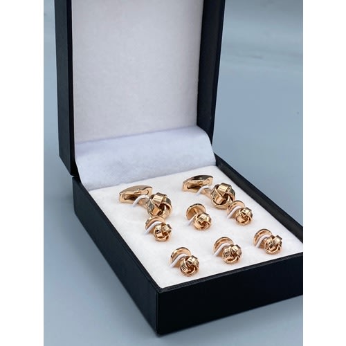 Men's Polished Steel Cuff Links Set - Rose Gold