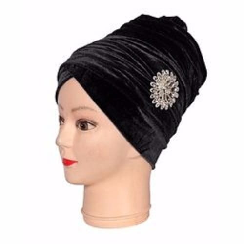 Black Velvet Turban Scarf