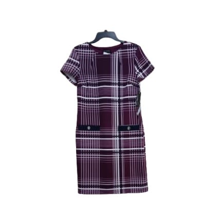Midi Fitted Gown With 2 Silver Button - Brown & Cream