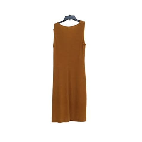 Glittering Fitted Sleeveless Dress With Saggy Cross Front - Dark Yellow
