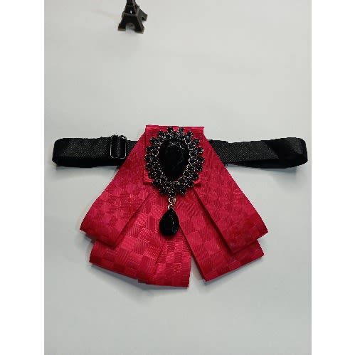 Men's Wedding Bow Tie With Brooch- Red