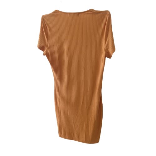 Lady's Midi Dress With Button Front - Mustard
