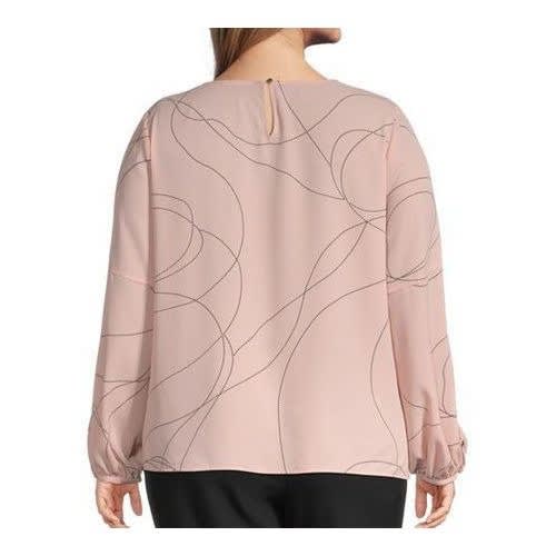 Button Long Sleeve Top- Pink Abstract