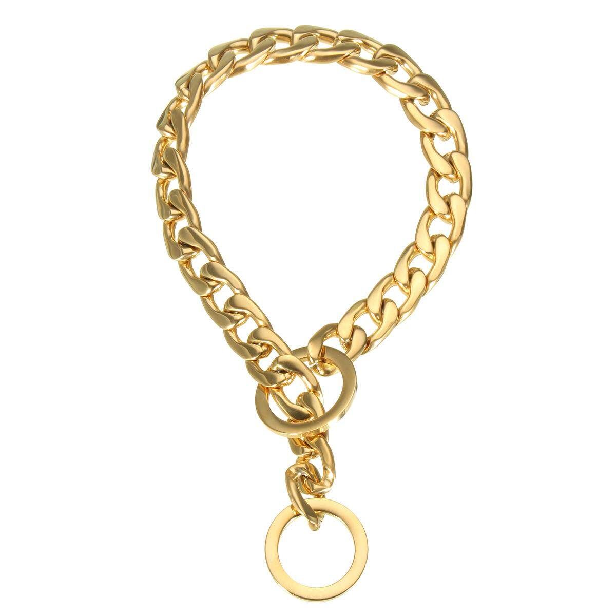 13mm 14-26'' NEW Pet Collar Gold 316L Stainless Steel Dog Chain Cuban Curb Link # 16 Inch 14 In
