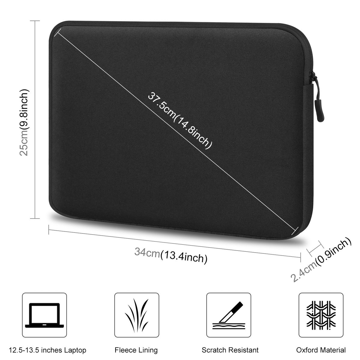 13 Inch Laptop Sleeve Briefcase Bag For 12.5-13.5 Inch Laptop(Black)