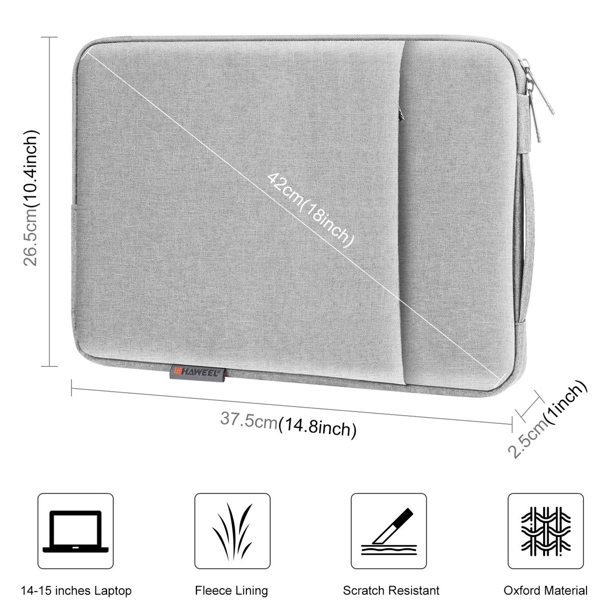 Laptop Sleeve Briefcase Bag With Handle For 14-15 Inch Laptop(Grey)