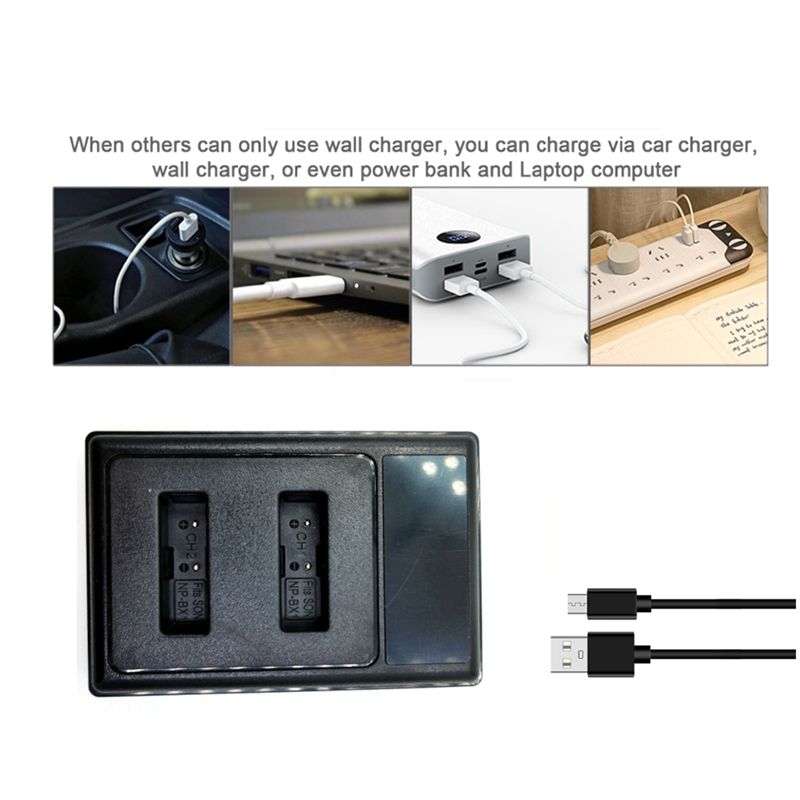 NP-BX1 LCD Dual USB Battery Charger for Sony Camera H400