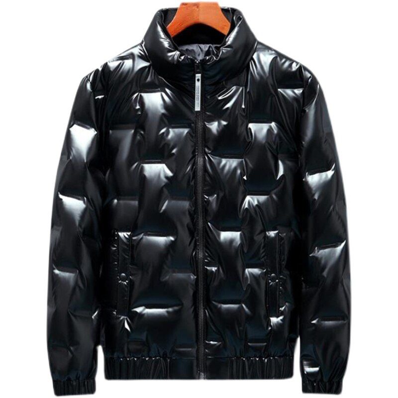 Duck Down Parkas Men Fashion Black Silver Gold Glossy Thick Winter Hooded
