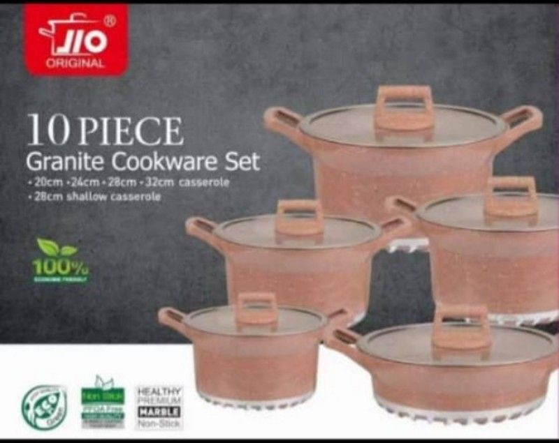 Non- Stick Cookware With Granite Coating - 5 Set