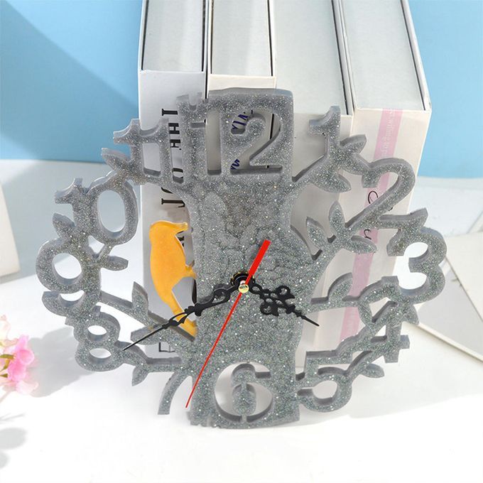 Silicone Clock Mold DIY Set Epoxy Resin Casting Living Black Pointer