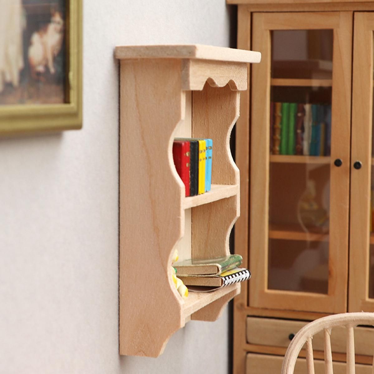 112 Miniature Furniture Wooden Cupboard Kitchen Wall Cabinet Hanging Cabinet Bookcase Decor Toy