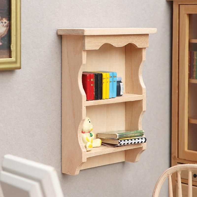 112 Miniature Furniture Wooden Cupboard Kitchen Wall Cabinet Hanging Cabinet Bookcase Decor Toy