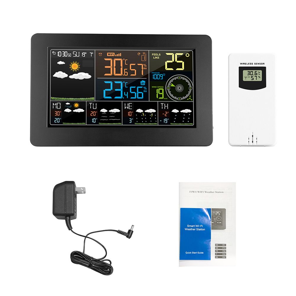 WiFi Weather Station APP Control Smart Weather Monitor Indoor Outdoor Temperature Humidity Barometric Wind Speed Digital Clock