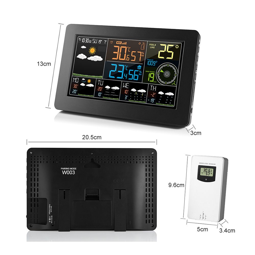 WiFi Weather Station APP Control Smart Weather Monitor Indoor Outdoor Temperature Humidity Barometric Wind Speed Digital Clock