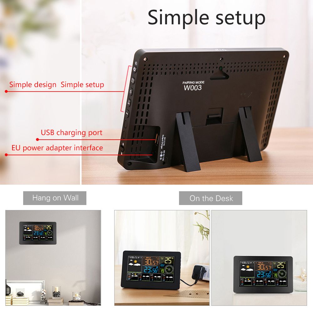 WiFi Weather Station APP Control Smart Weather Monitor Indoor Outdoor Temperature Humidity Barometric Wind Speed Digital Clock