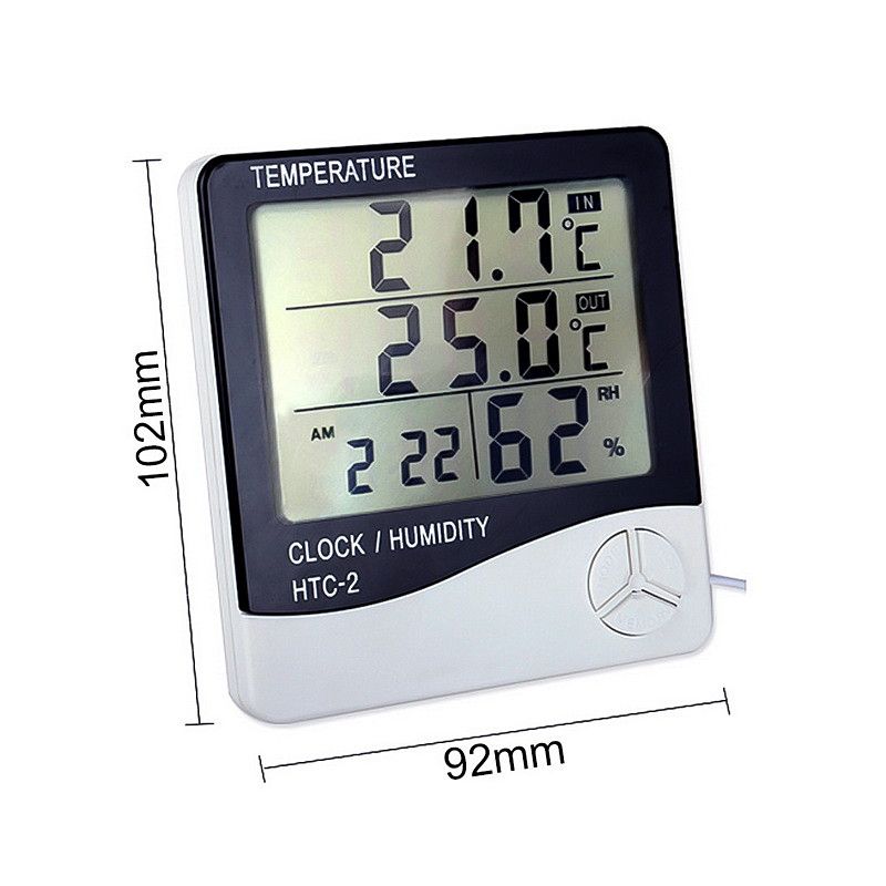 1PC  LCD Electronic Digital Temperature Humidity Meter Outdoor Indoor Thermometer Hygrometer Weather Station Clocks