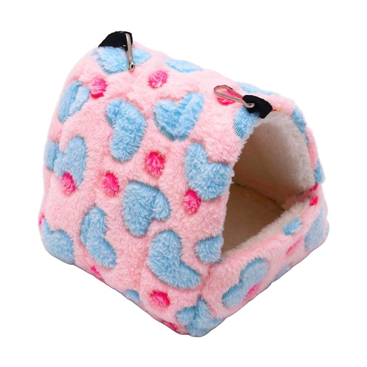 Rabbit Guinea Pig Hammock Cage Small Animal House Pink Red 14x12cm