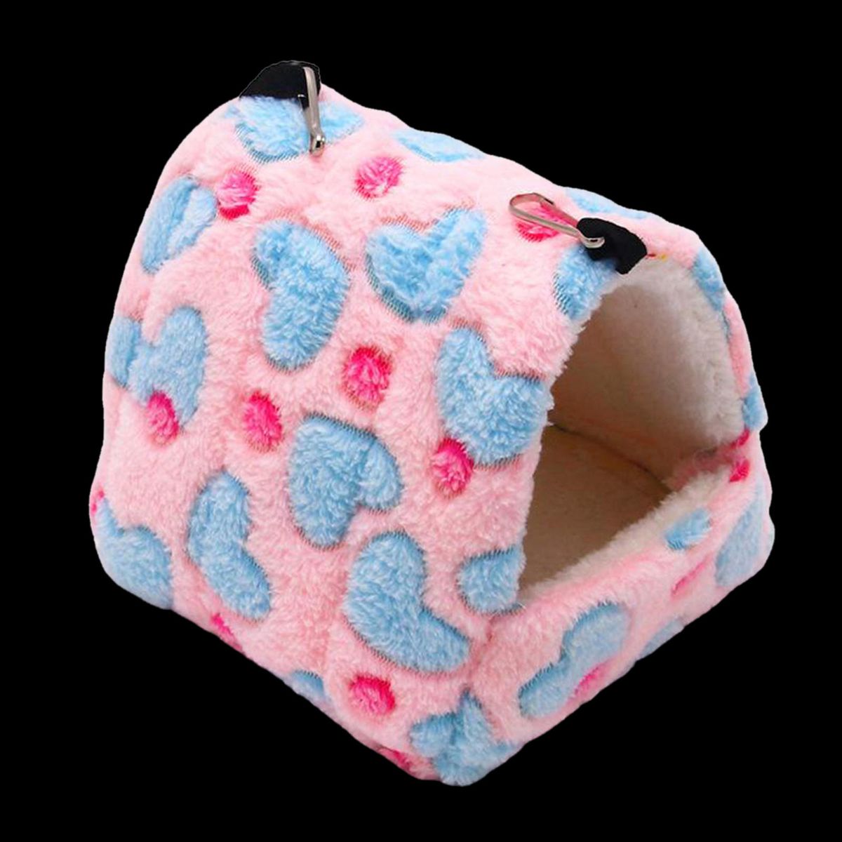 Rabbit Guinea Pig Hammock Cage Small Animal House Pink Red 14x12cm