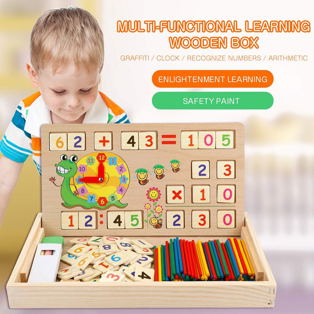Baby Digital Box Math Number Counting Montessori Toy Wooden Stick Baby Learning Educational Toy Gift Multifunctional Digital Box