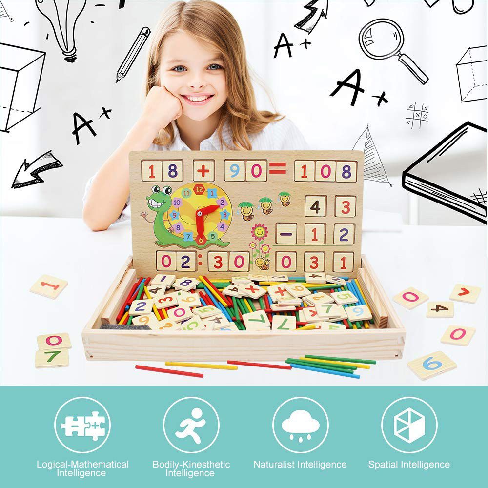 Baby Digital Box Math Number Counting Montessori Toy Wooden Stick Baby Learning Educational Toy Gift Multifunctional Digital Box