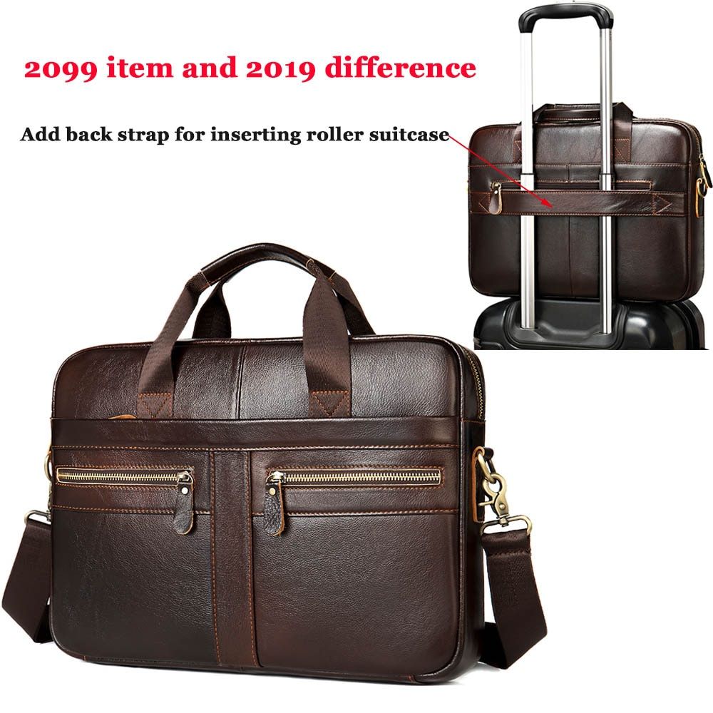 Men's Briefcases For Laptop Bag 14'' Genuine Leather Messenger Bags For Men Computer Bag For Documents A4 Portfolio 2019