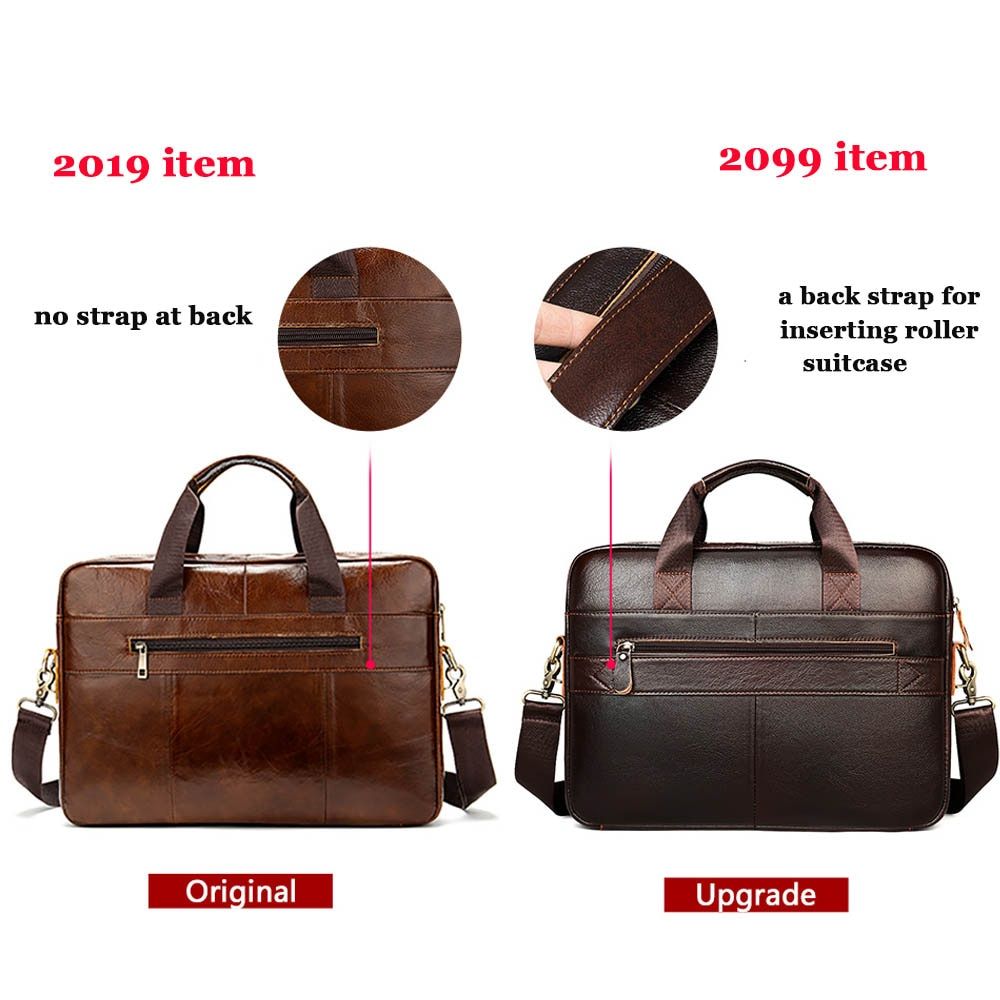 Men's Briefcases For Laptop Bag 14'' Genuine Leather Messenger Bags For Men Computer Bag For Documents A4 Portfolio 2019