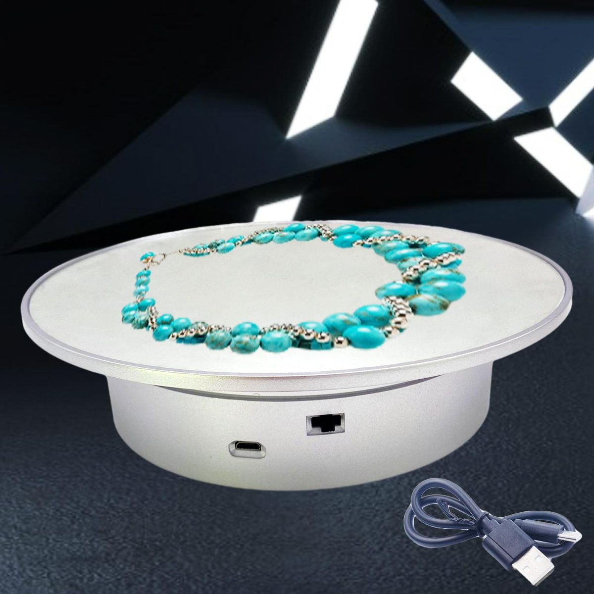 360 Degree Rotating Display Stand USB Powered Turntable For Silver
