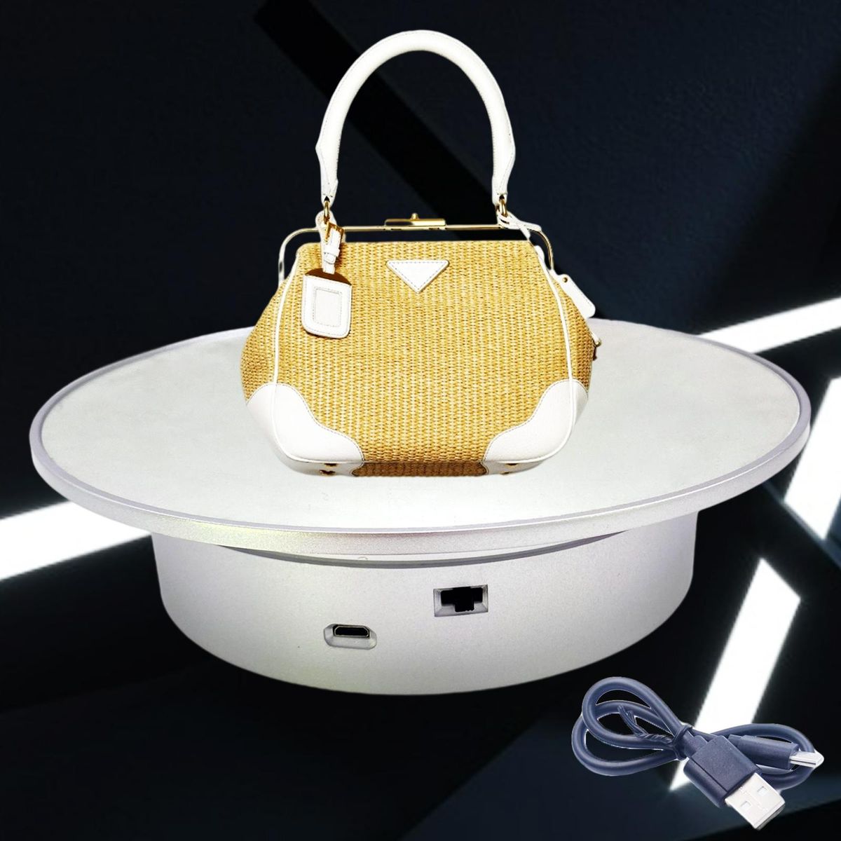 360 Degree Rotating Display Stand USB Powered Turntable For Silver