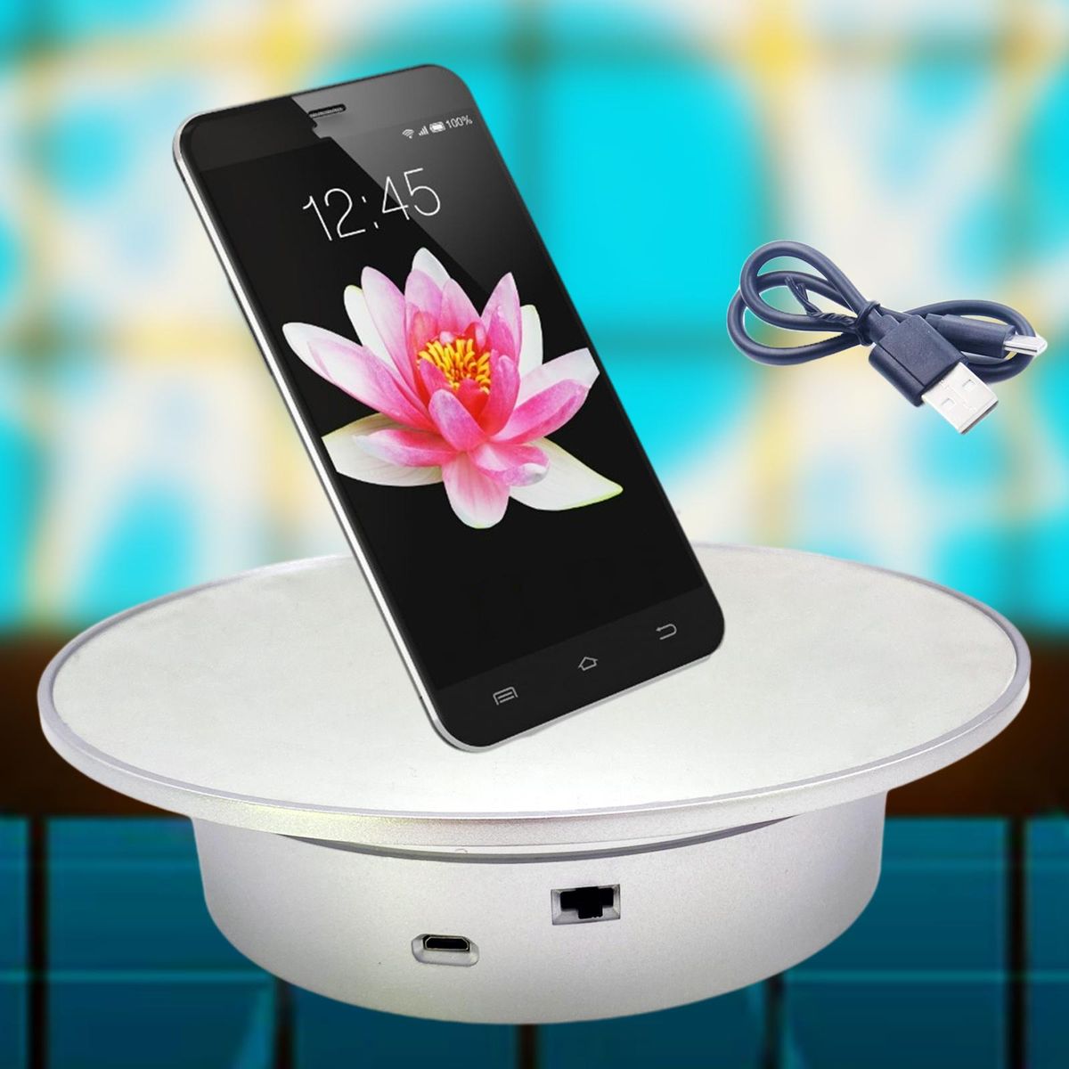 360 Degree Rotating Display Stand USB Powered Turntable For Silver