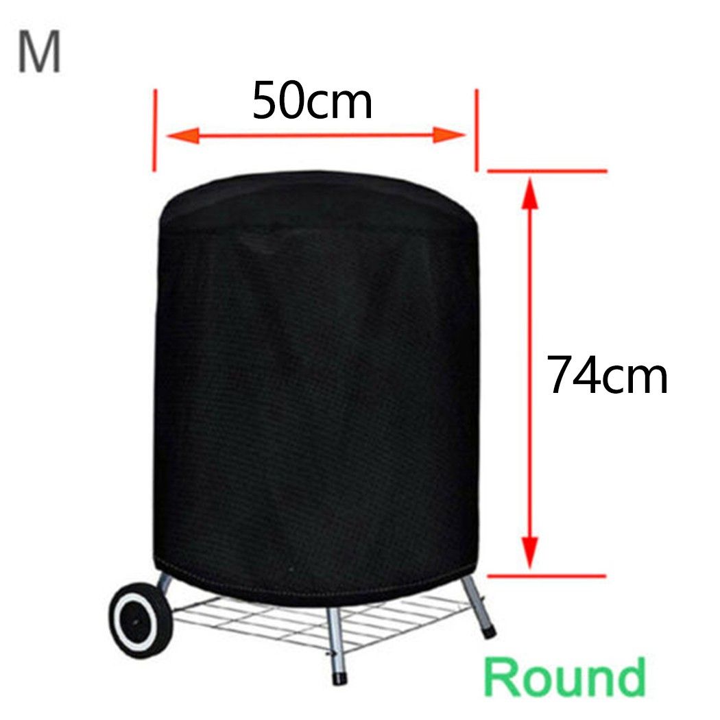 Black Waterproof BBQ Cover Round Smoker Cover Heavy Duty Grill Cover BBQ Accessories Round Dustproof Covers 74*50cm