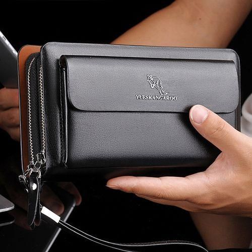 YUESKANGAROO Men Clutch Bag Fashion Long Purse Double