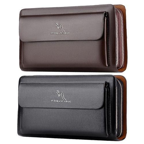 YUESKANGAROO Men Clutch Bag Fashion Long Purse Double