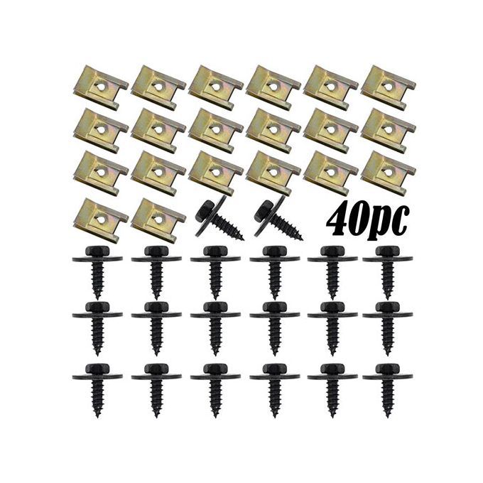 Car Decoration Fixing Fast Wire Gasket Black Zinc Plated Hexagon Head Tapping Screw 40PCS