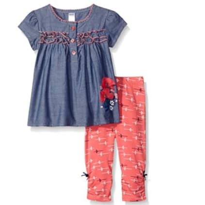 Baby Girls' 2 Piece Set Top And Leggings - Blue Denim