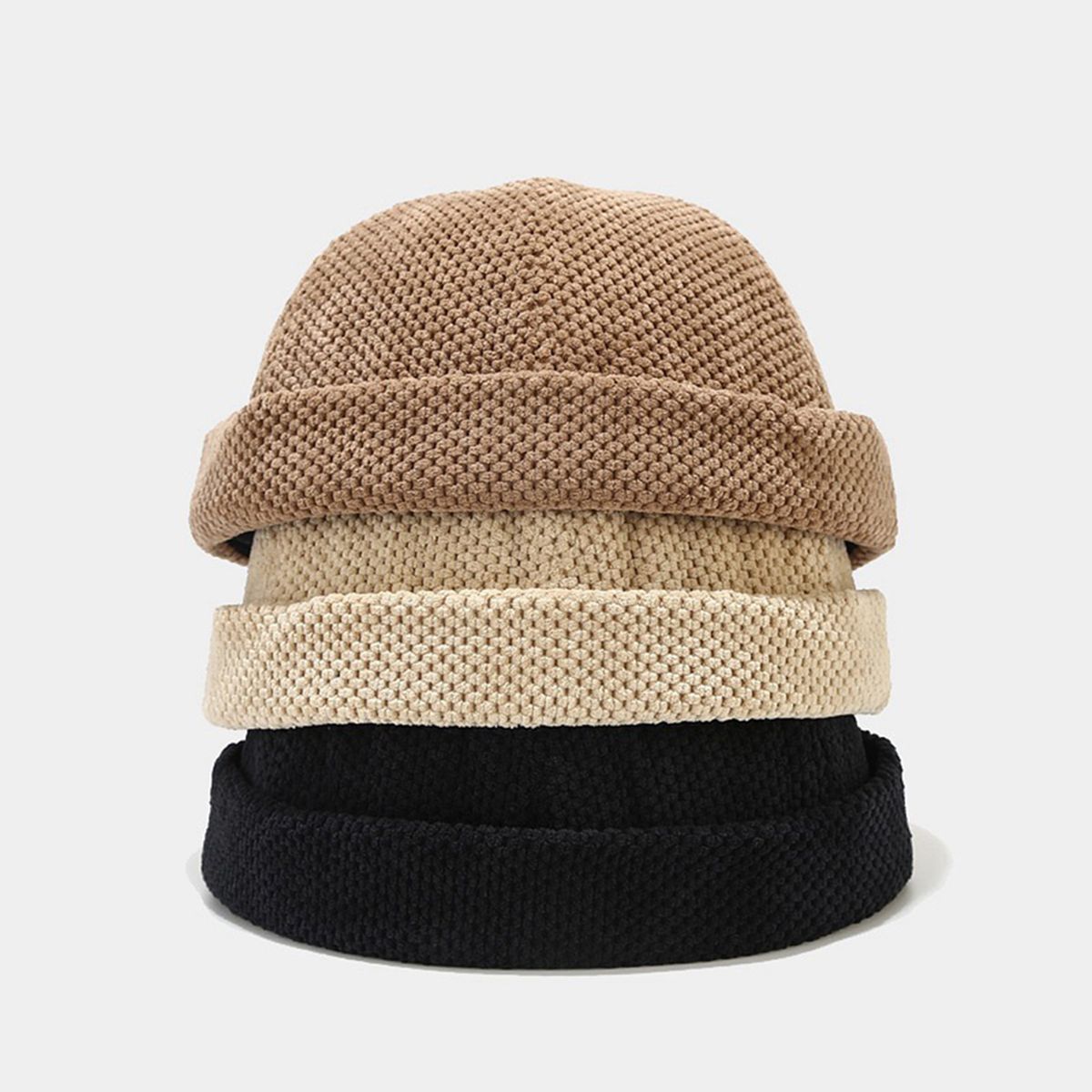 Men Women Winter Hat Docker Cap Brimless Adjustable Vintage
