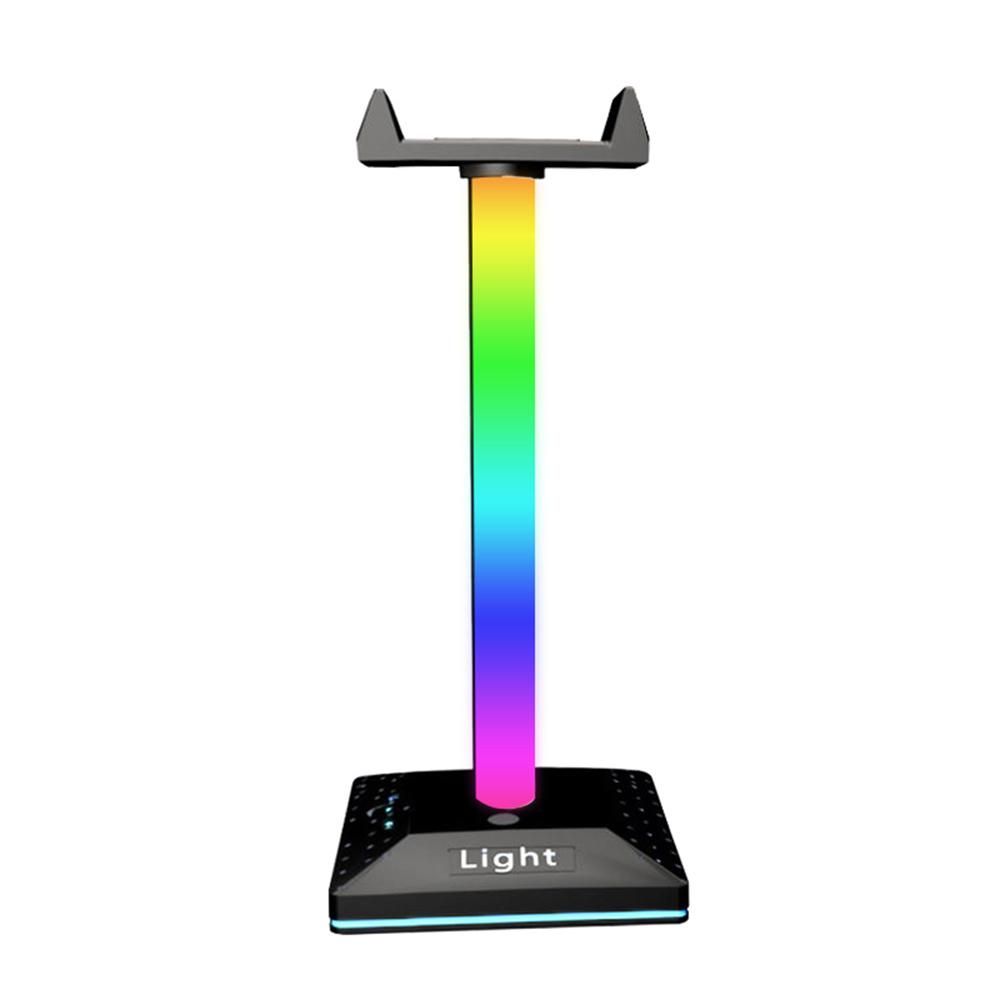 RGB Headphone Stand Earphone Stand Light with 7 Light Modes Detachable Headphone Holder for Desk Gaming Headset Holder with Dual USB Ports