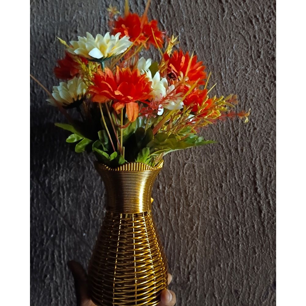 Artificial Flower With Plastic Table Flower Vase